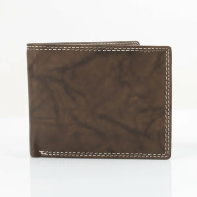 Men's Oil Pull Up Top Flap Bifold Wallet