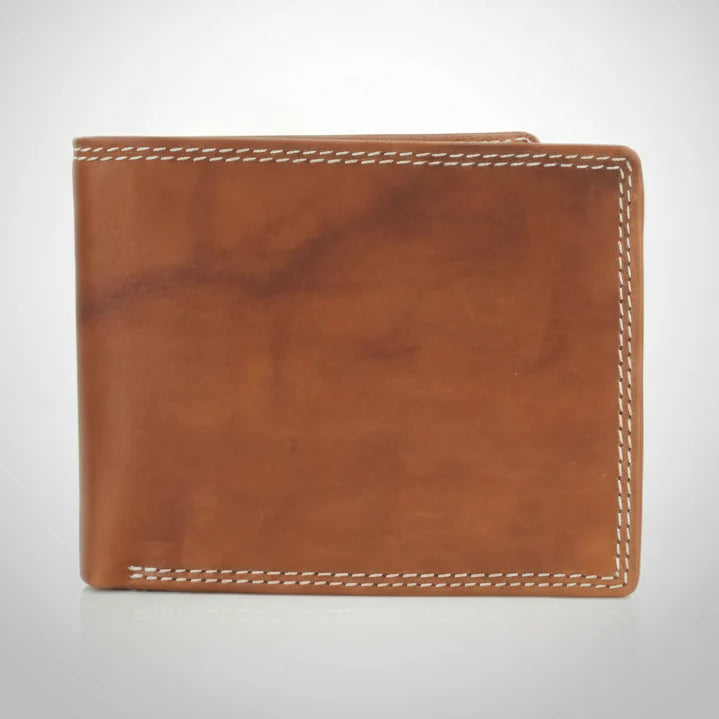 Men's Oil Pull Up Top Flap Bifold Wallet