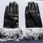 Women's Lamb Leather Gloves with Rabbit Fur Trim