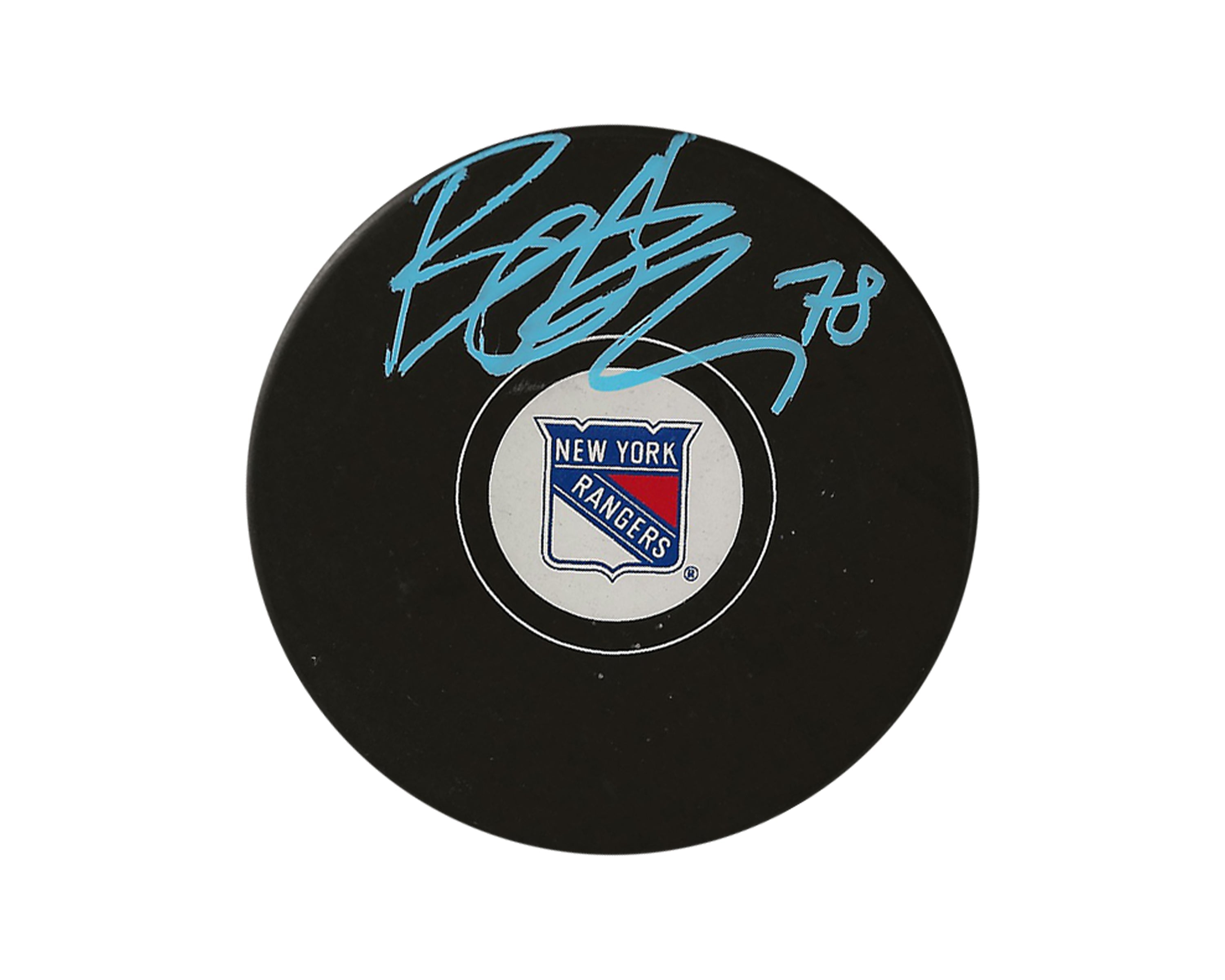 Brennan Othmann Autographed New York Rangers Autograph Model Puck
