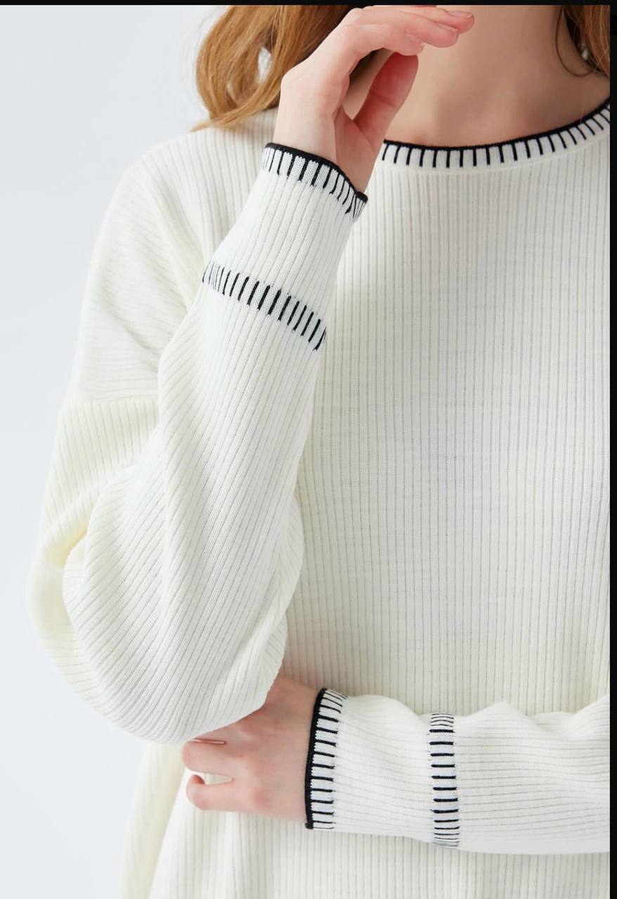 Long Dress Ribbed Neck Line