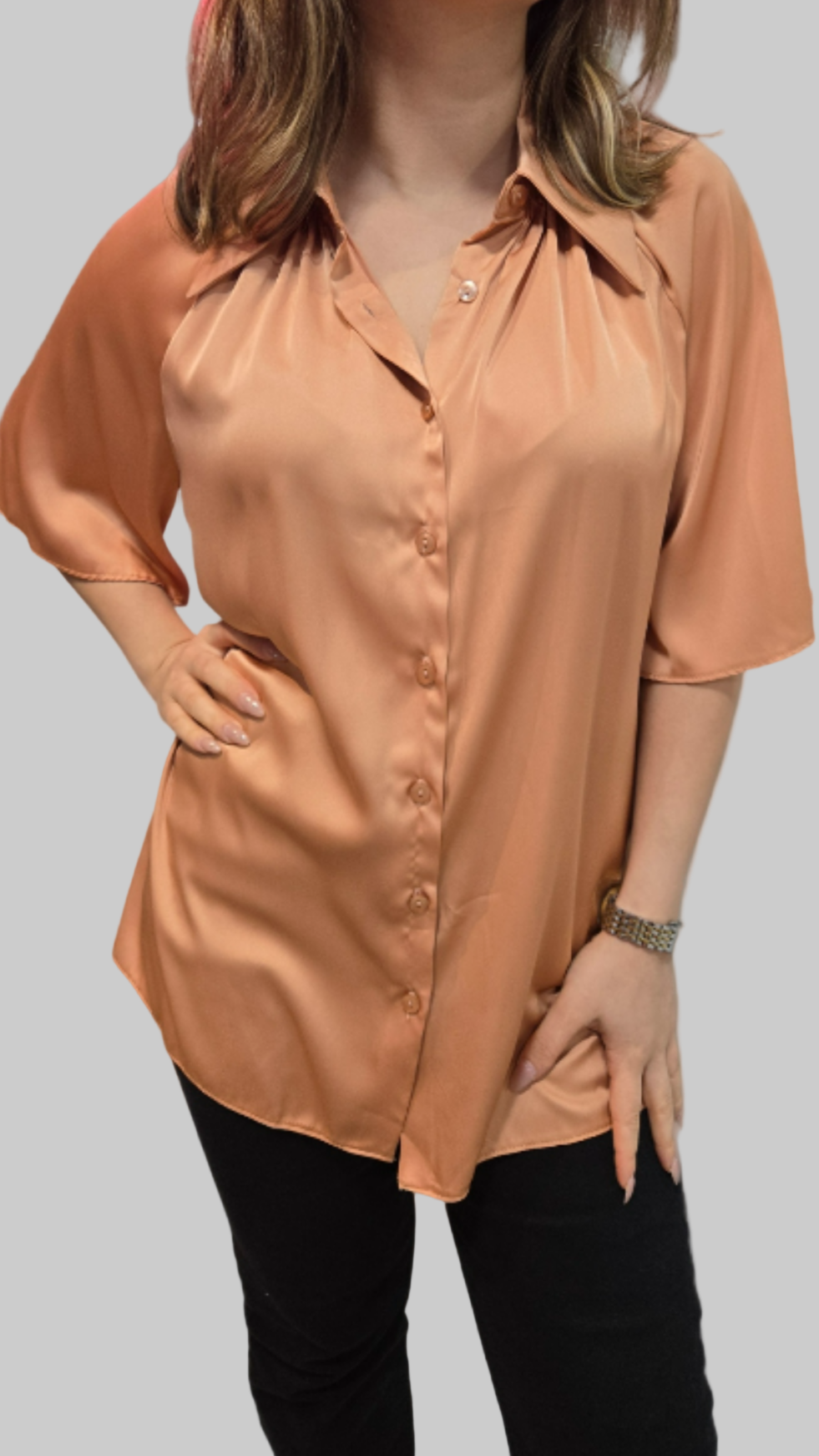 Bell Sleeve Satin Shirt