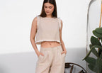 Linen Pantalone Crop-Top Set