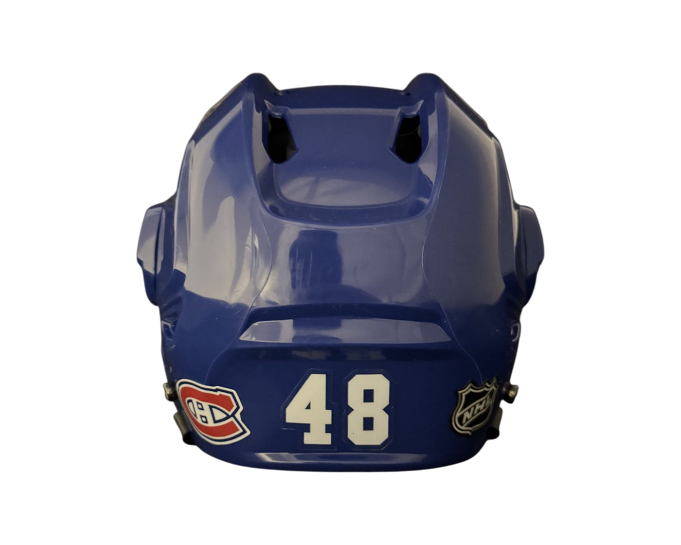 Lane Hutson Autographed Montreal Canadiens Royal Blue Bauer Replica Helmet