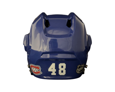 Lane Hutson Autographed Montreal Canadiens Royal Blue Bauer Replica Helmet