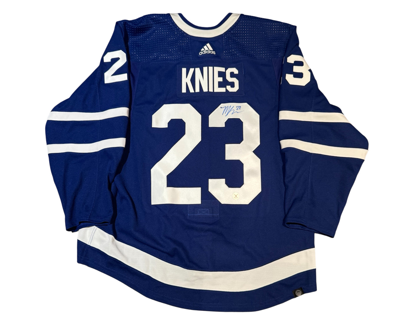 Matthew Knies Autographed MIC Toronto Maple Leafs Home Blue Adidas Pro Jersey
