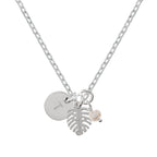 Monstera Initial Pearl Necklace