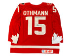 Brennan Othmann Autographed Team Canada Heritage Red Nike Jersey Inscribed "2022 WJC Gold"