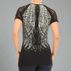 Women's Rhinestone Angel Wing Raglan Top