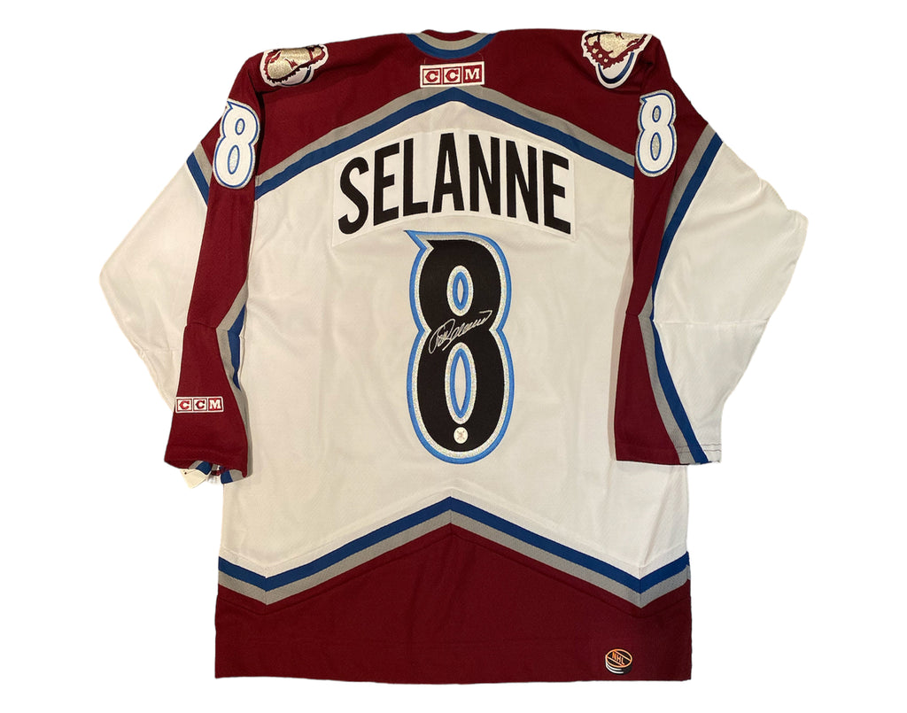 Teemu Selanne Autographed Colorado Avalanche Away White CCM Replica Jersey