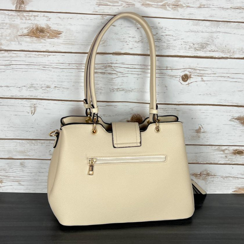 Temptation Italy Faux Leather 2-Handle Bag with Dragonfly and Flowers