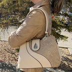 Temptation Italy Faux Leather 2-Handle Bag with Dragonfly and Flowers