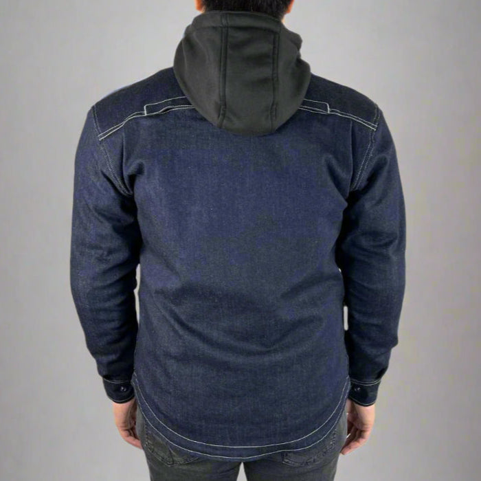Men’s Armored Denim Shirt with Removable Hoodie