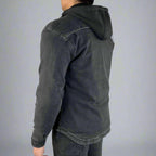 Men’s Armored Denim Shirt with Removable Hoodie