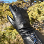 Women's Touchscreen Sheep Leather Gloves with Wool Blend Lining