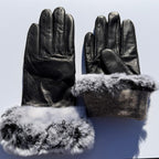 Women's Lamb Leather Gloves with Rabbit Fur Trim