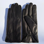 Women's Drum Dyed Lamb Leather Gloves with Luxurious Rabbit Fur Trim