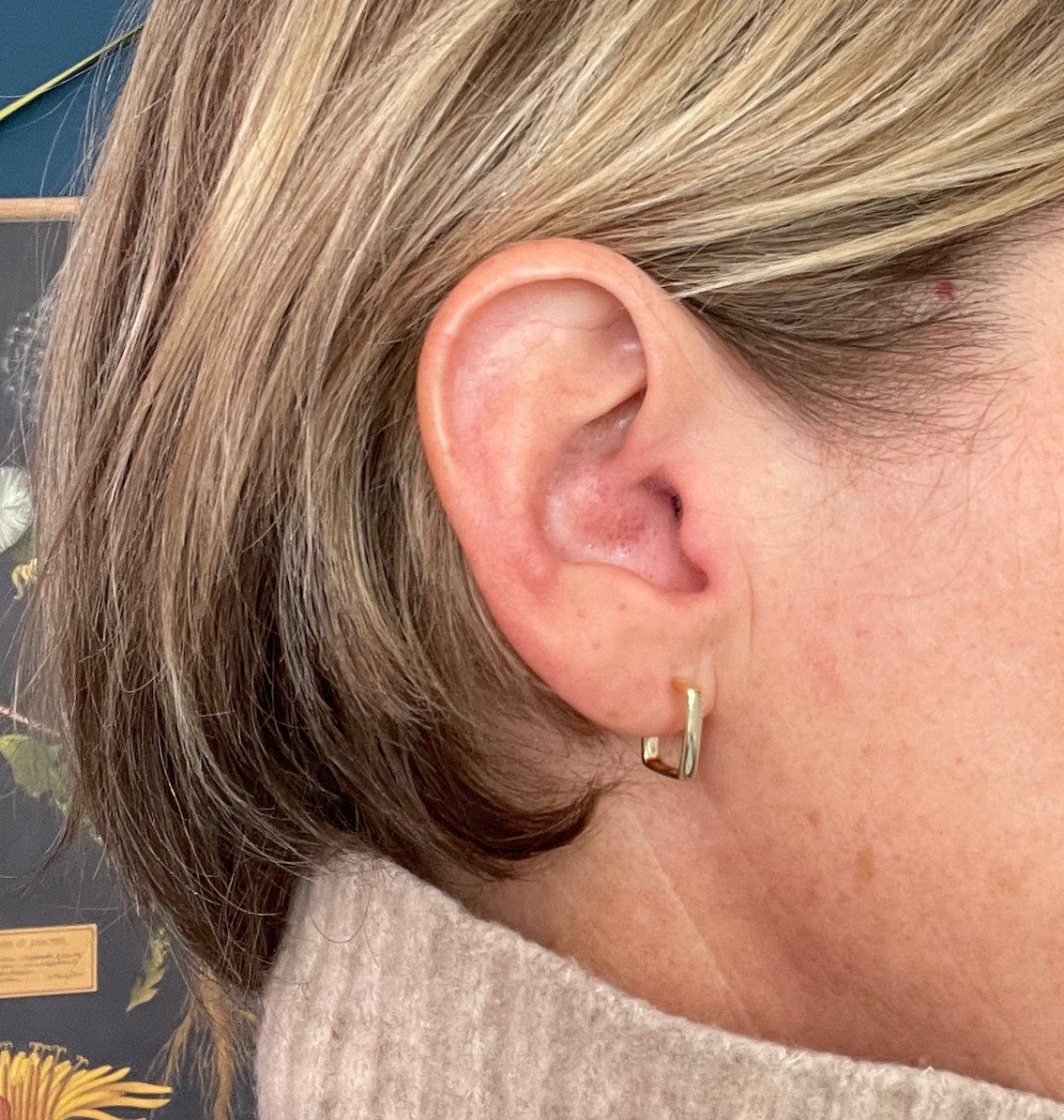 Yellow Gold Rectangle Hoop Earrings