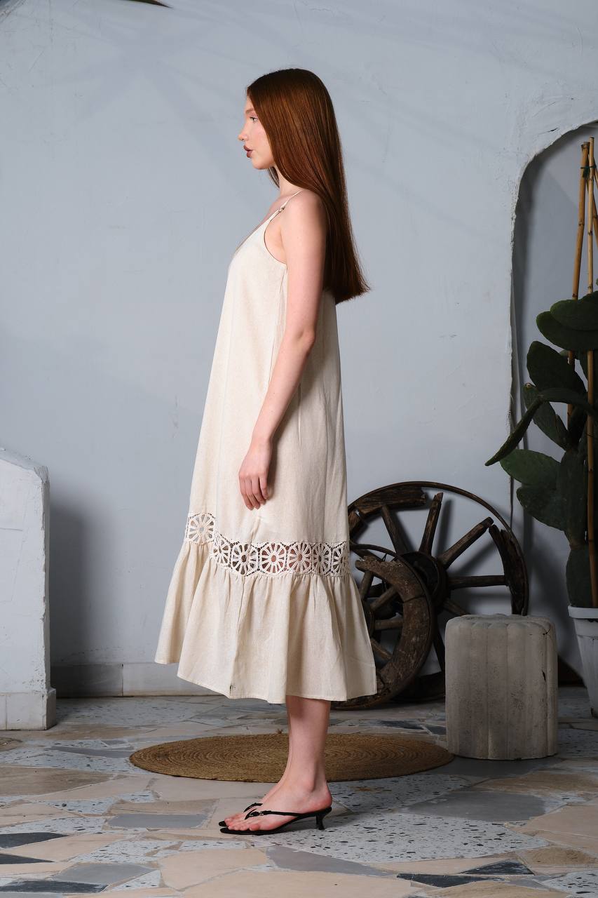 Linen Spaghetti Long Dress