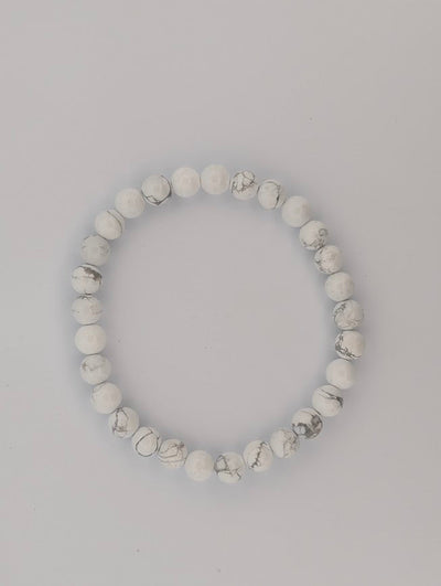 Howlite Bracelet — Chip, 6mm & 8mm Round Beads