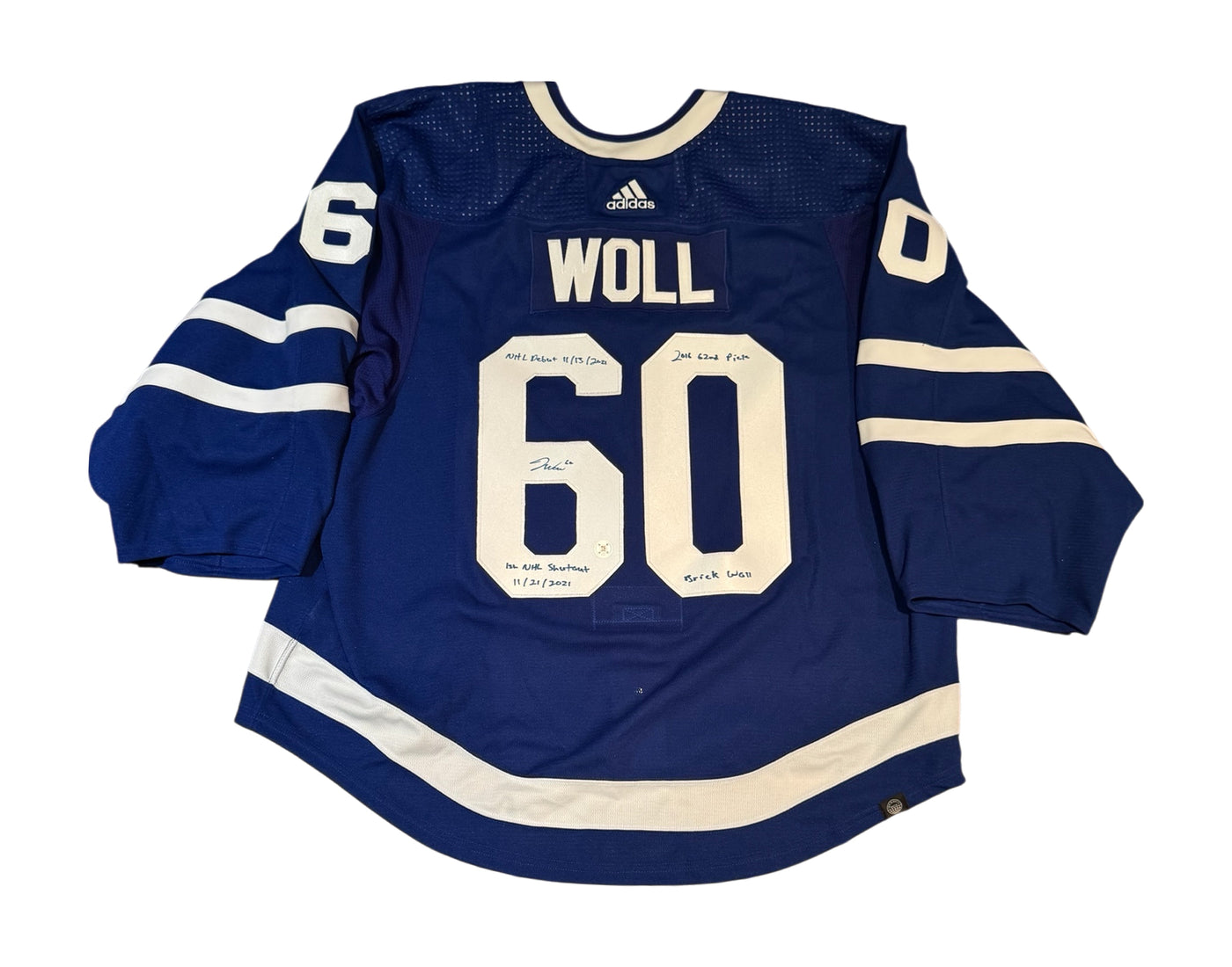 Joseph Woll Autographed Toronto Maple Leafs Home Blue Adidas MIC Jersey Multi-Inscribed