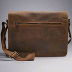 Greenwood Leather Laptop Bag. Premium Waxed Pull-Up Leather Messenger Bag