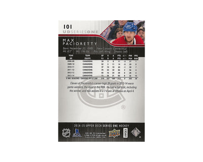 Max Pacioretty Autographed 2014-15 Upper Deck Series 1 #101 Hockey Card